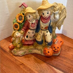 PartyLite scarecrow family tea light votive Halloween fall decoration